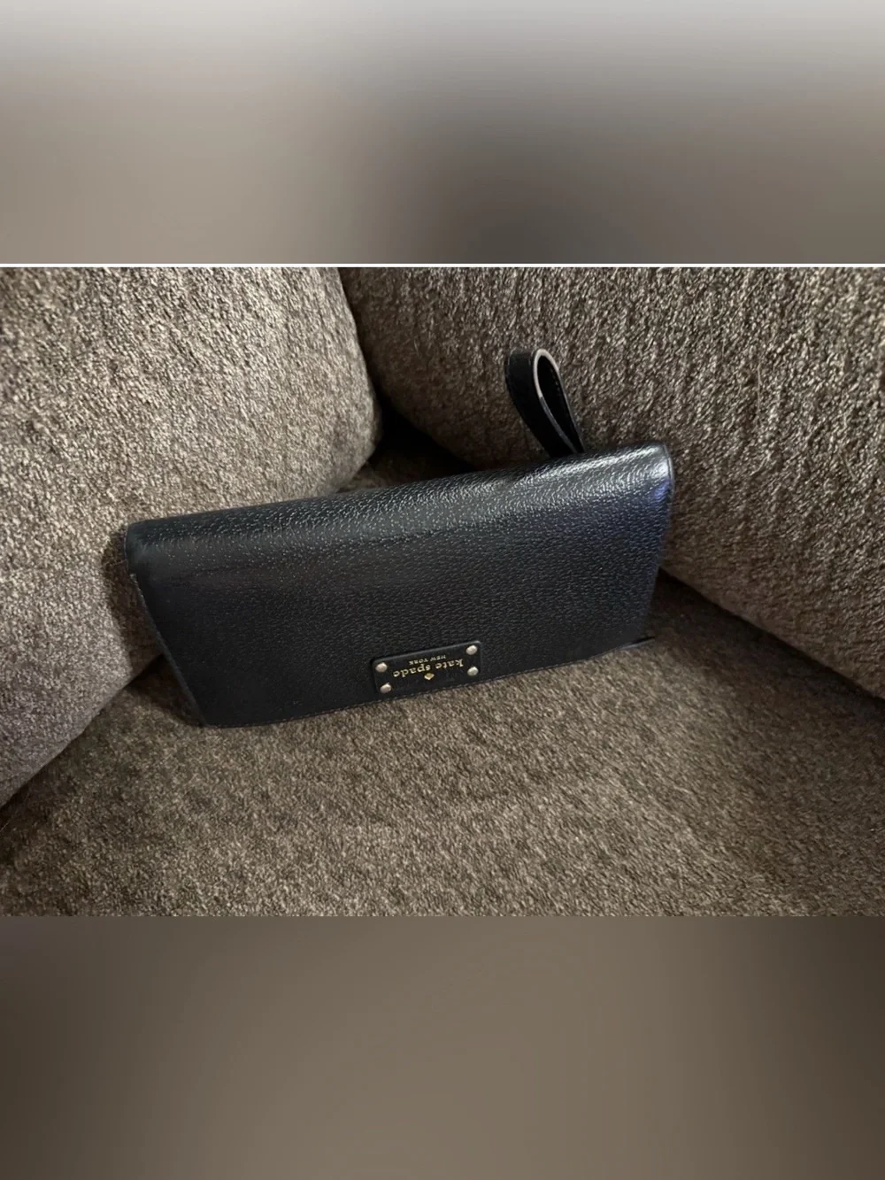 kate spade Black Leather Zip Wristlet/Wallet with Gold Hardware large 8”W X 4”H